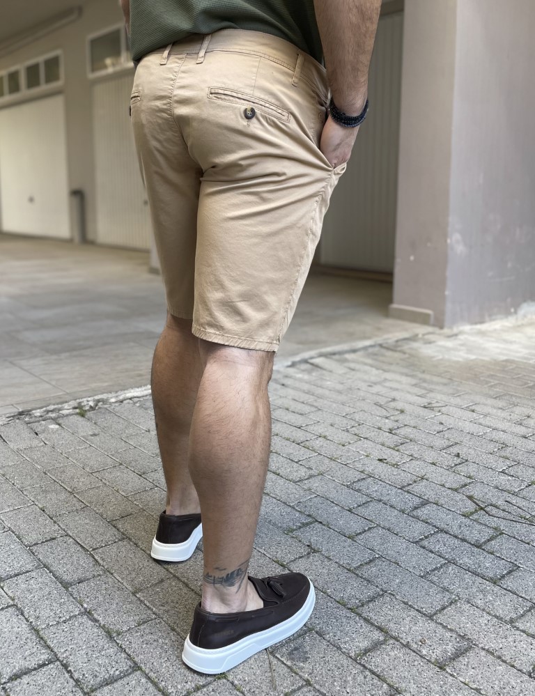 Ανδρική κάμελ υφασμάτινη Chinos βερμούδα 2422K φωτογραφία